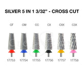 Cre8tion Silver 5 in 1 Nail Filing Bit - 3/32" Cross Cut