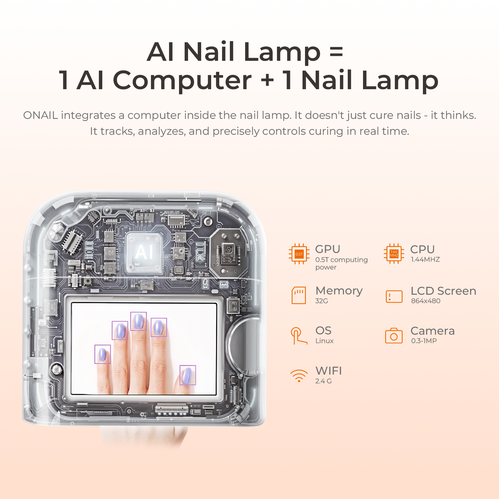 ONAIL 1 PRO MAX-Rechargeable AI Nail Lamp