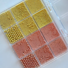 Cre8tion Nail Art Accessory Assorted Rose Gold & Gold Beads 05