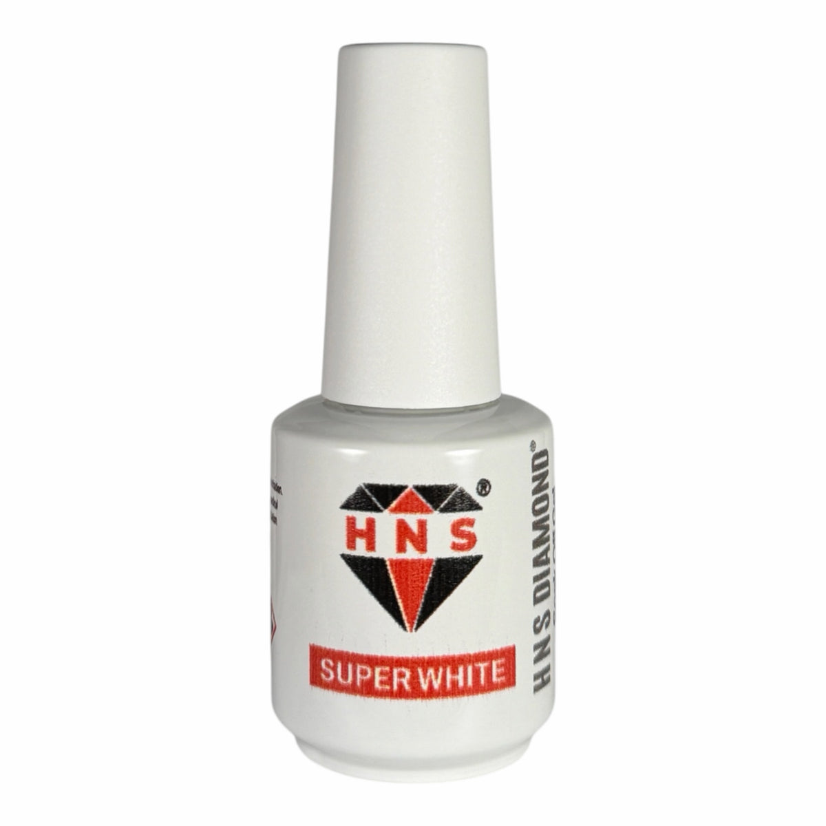 My Store HNS Diamond Super White gel nail polish bottle with a crisp white finish for professional nail art.